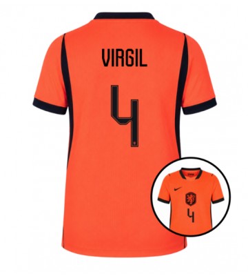 Holland Virgil van Dijk #4 Hjemmebanetrøje Dame VM 2026 Kortærmet